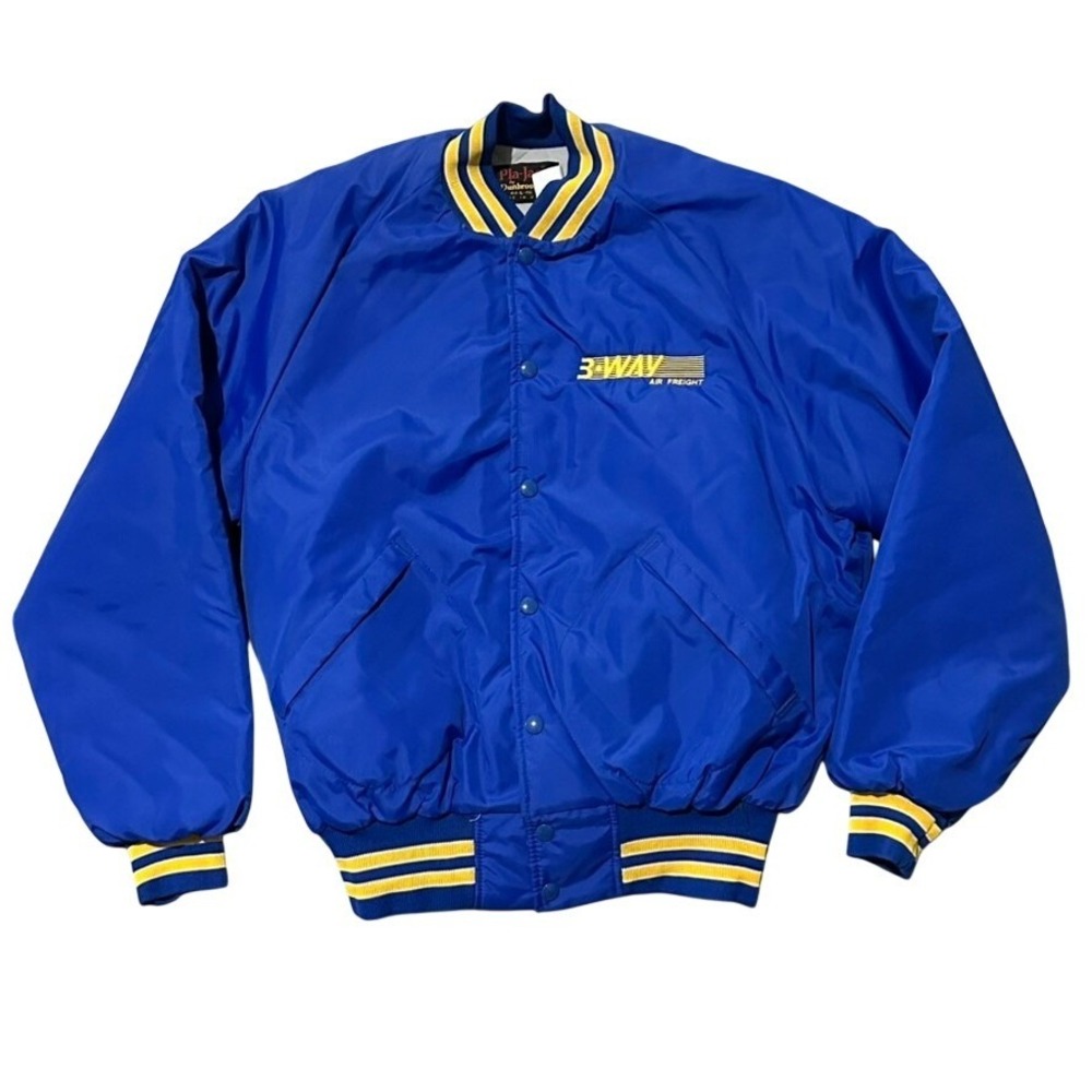 Pla Jac by‎ Dunbrooke Varsity Jacket 44-46 L Made in USA Blue Quilted Lined